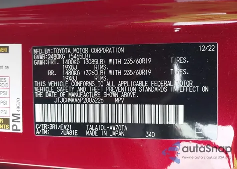 2023 Lexus Rx 350 Premium z USA, uszkodzony, nr VIN JTJCHMAA6P2003226